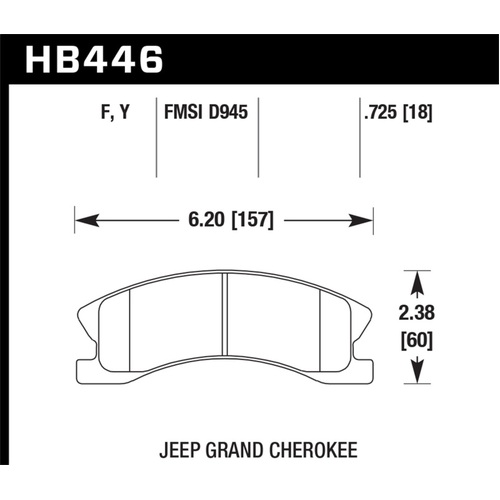 Hawk 99-04 Jeep Grand Cherokee w/ Akebono Front Calipers ONLY LTS Street Front Brake Pads (HB446Y.725)