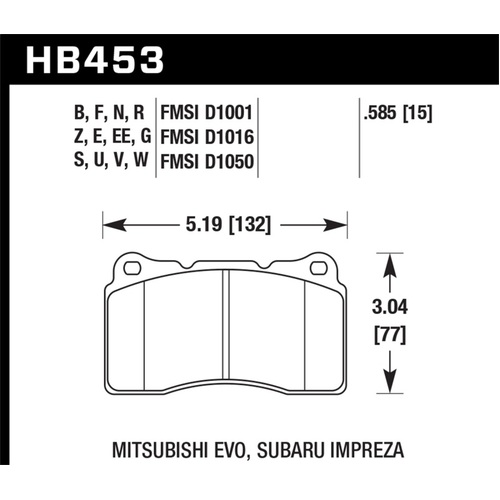 Hawk 04-15 for Subaru WRX STI / 07-13 Ford Mustang Shelby GT500 Blue 42 Front Brake Pads (HB453EE.585)