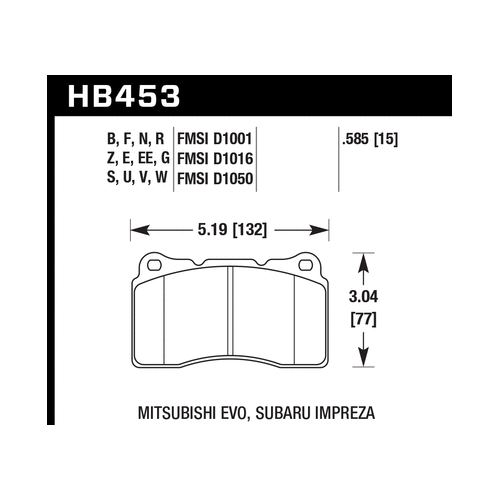 Hawk 03-06 Evo / 04-09 STi / 09-10 Genesis Coupe (Track Only) / 2010 Camaro SS DTC-60 Race Front Bra