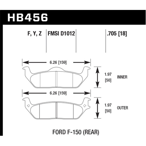 Hawk 04-11 Ford F-150 /  06-08 Lincoln Mark LT Rear HPS Street Brake Pads (HB456F.705)