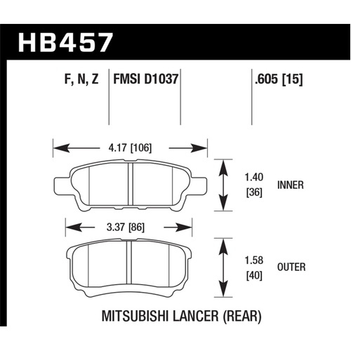 Hawk Performance Ceramic Street Brake Pads (HB457Z.605)