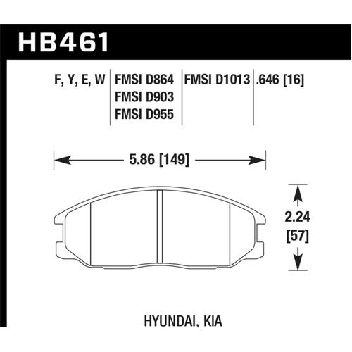 Hawk 01-06 Hyundai Santa Fe / 03-09 Kia Sorento HPS Street Front Brake Pads (HB461F.646)