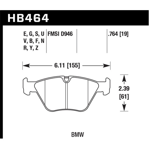 Hawk 01-06 BMW 330Ci / 01-05 330i/330Xi / 03-06 M3 HPS Street Front Brake Pads (HB464F.764)