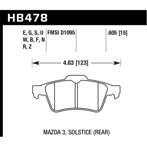 Hawk 13-14 Ford Focus ST / Mazda/ Volvo Blue 9012 Rear Race Brake Pads (HB478E.605)