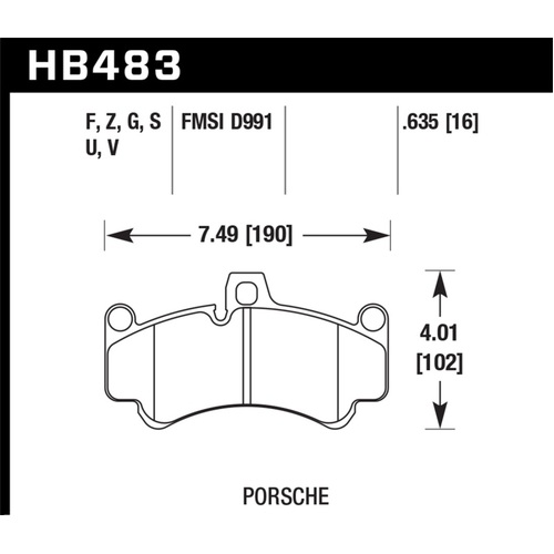 Hawk 08 Porsche 911 Targa 4/4S/03-05 911 GT2/04-08 GT3/07-08 Turbo HT-10 Race Front Brake Pads (HB483S.635)