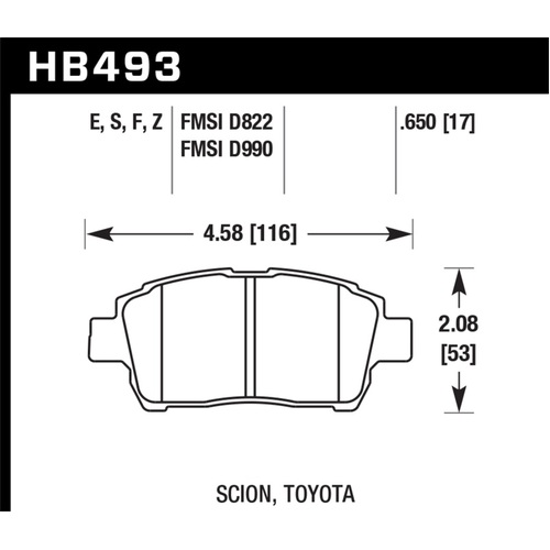 Hawk 04-07 xA/xB D990 Performance Ceramic Street Front Brake Pads (HB493Z.650)