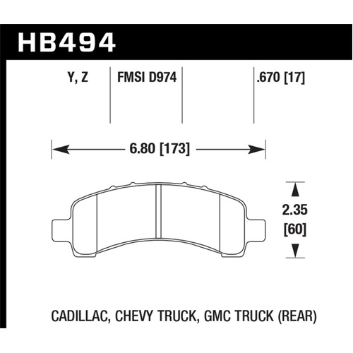 Hawk 03-10 Chevy Express / GMC Savana (Various Models) Performance Ceramic Street Rear Brake Pads (HB494Z.670)