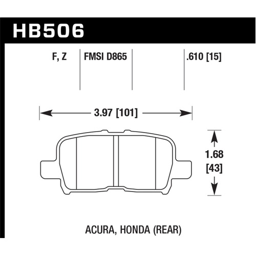 Hawk for Honda Odyssey HPS Street Rear Brake Pads (HB506F.610)