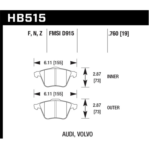 Hawk HPS Street Brake Pads (HB515F.760)