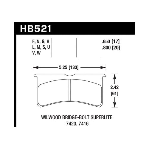 Hawk Wilwood BB SL 7421 HPS 5.0 Brake Pads