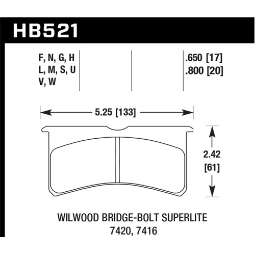 Hawk Wilwood Superlite 4/6 Forged DTC-60 Race Brake Pads (HB521G.800)