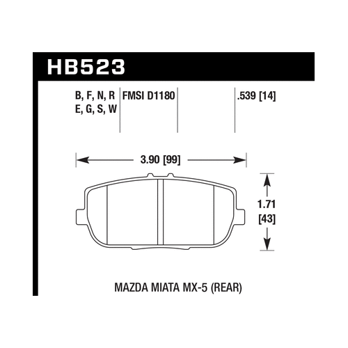 Hawk 2006-2006 Mazda MX-5 Miata Club Spec HPS 5.0 Rear Brake Pads