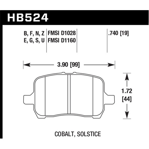 Hawk 2005-2007 Chevrolet Cobalt SS (Standard brakes) HPS 5.0 Front Brake Pads (HB524B.740)