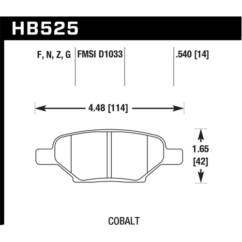 Hawk 05-10 Chevrolet Cobalt SS / 07-10 Pontiac G5 / 05-10 Pontiac G6 DTC-60 Race Rear Brake Pads (HB525G.540)