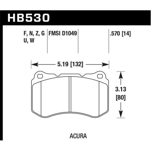 Hawk 07-08 Acura TL Type S Performance Ceramic Street Front Brake Pads (HB530Z.570)