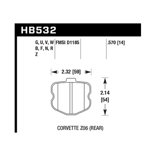 Hawk 06-10 Chevy Corvette (OEM Pad Design) Rear HPS Sreet Brake Pads