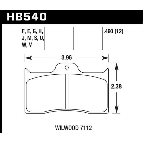 Hawk 0.490in Thickness Wilwood Ferro-Carbon HT-10 Motorsports Brake Pads (HB540S.490)