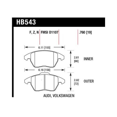 Hawk 2006-2009 Audi A3 TFSIi Quattro 2.0 HPS 5.0 Front Brake Pads