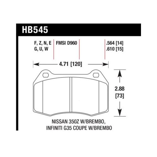 Hawk 04-09 Infiniti G35 3.5L Base Brembo Brakes OE Incl.Pin Clips Shims Front ER-1 Brake Pads