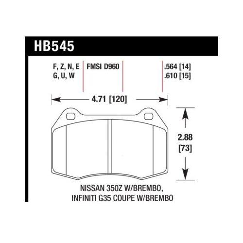 Hawk 03-04 Infinit G35 / 04-09 Nissan 350z w/ Brembo DTC-60 Race Front Brake Pads