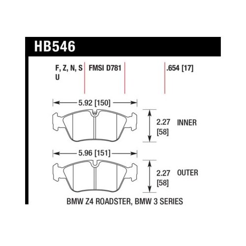 Hawk 08 BMW Z4 3.0L HPS 5.0 Front Brake Pads