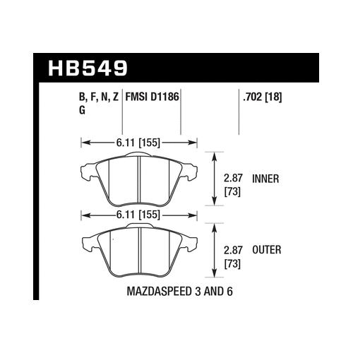 Hawk 2007-2013 Mazda 3 Mazdaspeed HPS 5.0 Front Brake Pads