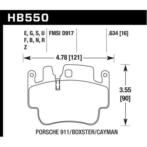 Hawk 00-07 Porsche Boxster HPS 5.0 Front Brake Pads (HB550B.634)