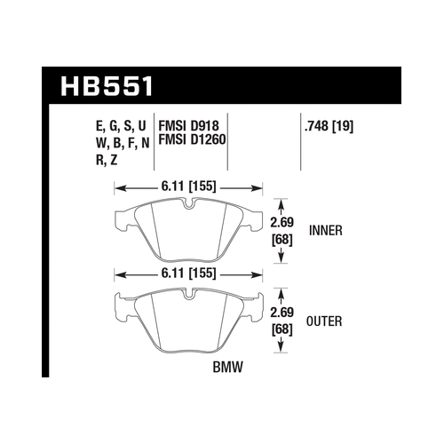 Hawk 2011 BMW 1-Series M HPS 5.0 Front Brake Pads