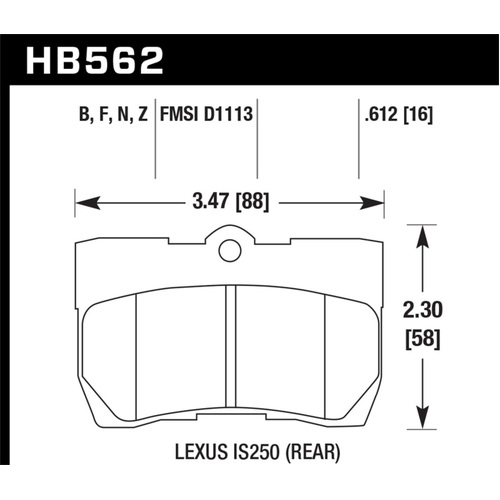 Hawk Lexus 06-07 GS300/ 06-08 IS250 HPS Street Rear Brake Pads (HB562F.612)