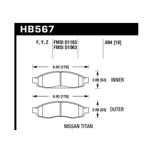 Hawk 04-06 infiniti QX56 / 05-06 Armada / 04 Pathfinder / 04-07 Titan LTS Street Front Brake Pads