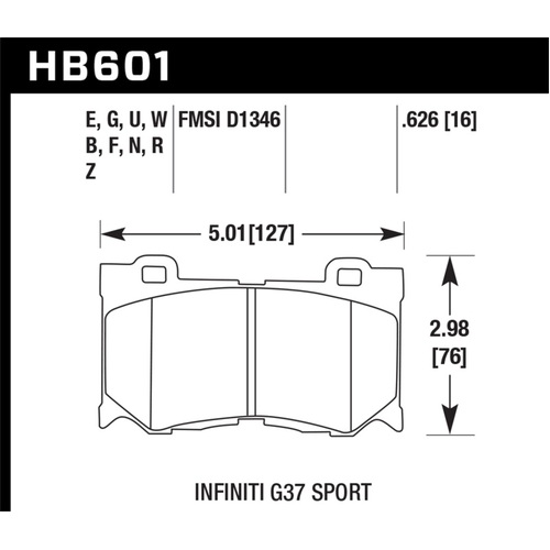 Hawk 10-11 Infiniti FX50 / 09-10 G37 / 09-10 for Nissan 370Z Blue 9012 Race Front Brake Pads (HB601E.626)