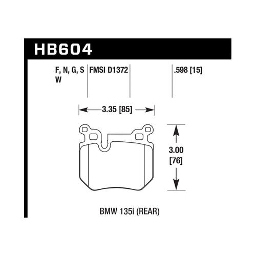 Hawk 08-13 BMW 135i HPS 5.0 Rear Brake Pads