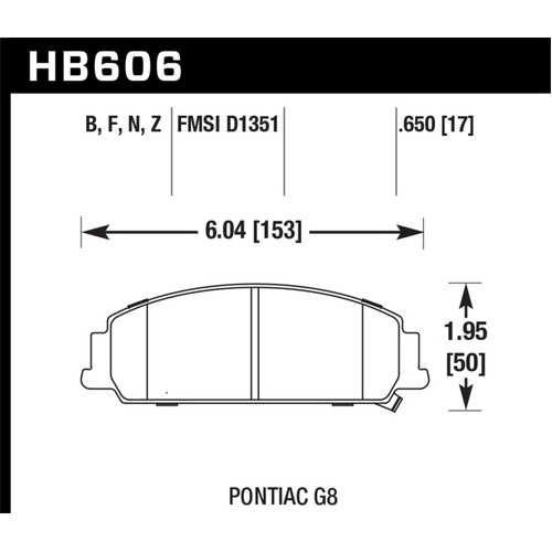 Hawk 2012 Chevrolet Caprice 3.6 HPS 5.0 Front Brake Pads (HB606B.650)