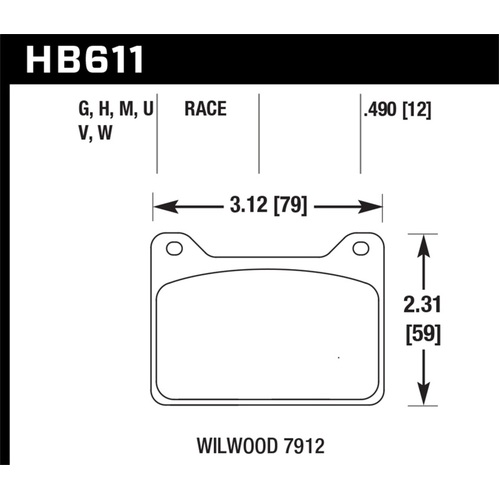 Hawk Wilwood 7912 Black Brake Pads (HB611M.490)