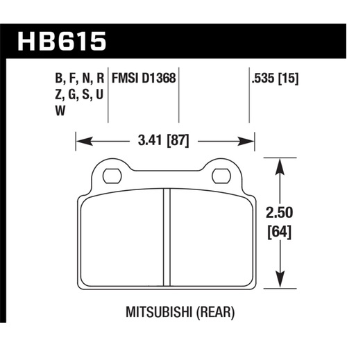 Hawk 08-10 Mitsubishi Lancer Evolution Race Rear Brake Pads (HB615S.535)