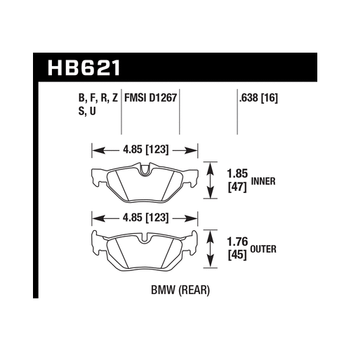 Hawk 2011-2011 BMW 125i HPS 5.0 Rear Brake Pads