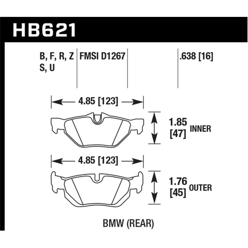 Hawk 08-11 BMW 128i / 10 BMW 323i / 07-11 BMW 328i / 07-11 BMW 328XI Performance Ceramic Street Rear (HB621Z.638)