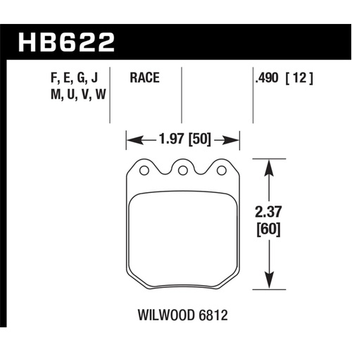 Hawk Wilwood DLS 6812 Blue 9012 Race Brake Pads (HB622E.550)