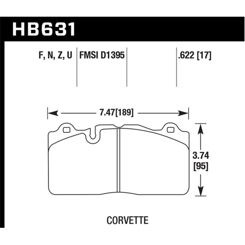 Hawk 09-11 Corvette Z06/ZR-1 (w/Carbon Ceramic Brake Package and Iron rotors) HP+ Autocross Front Br (HB631N.622)