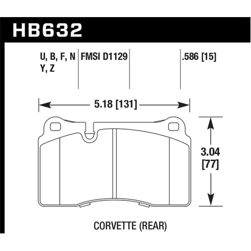 Hawk 06-10 VW Touareg Front /09-11 Corvette Z06/ZR-1 (w/Carbon Ceramic Brake Package and Iron rotors (HB632F.586)