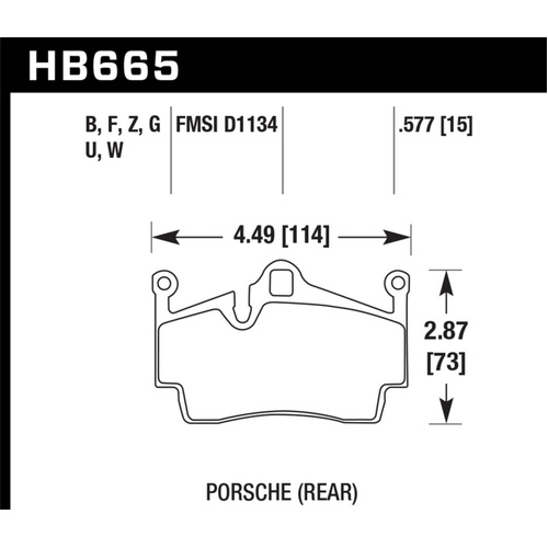 Hawk 05-14 Porsche Boxter/07-14 Cayman DTC-30 Rear Brake Pads (HB665W.577)