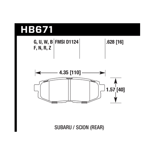 Hawk 2013-2014 Scion FR-S Base 2dr Coupe HPS 5.0 Rear Brake Pads