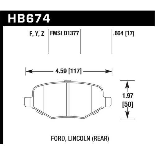 Hawk Ford Edge/Explorer/Flex/Taurus/ Lincoln MKS/MKT/MKX HPS Rear Brake Pads (HB674F.664)