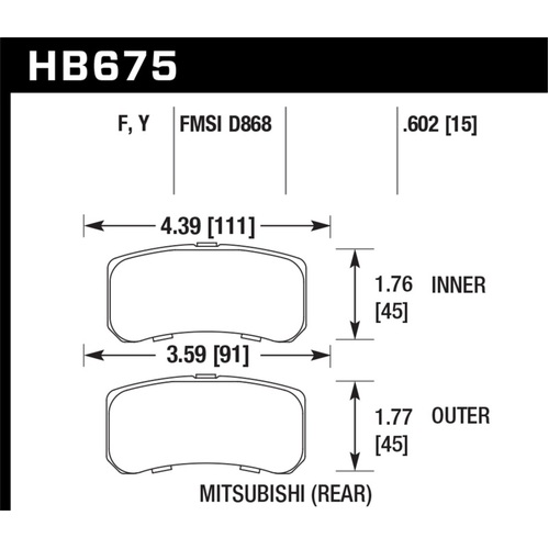 Hawk 09+ Mitsubishi Lancer Ralliart / 08+ Lancer GTS HPS Street Rear Brake Pads (HB675F.602)