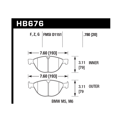 Hawk 08-10 BMW M6 Base 5.0L HPS 5.0 Front Brake Pads