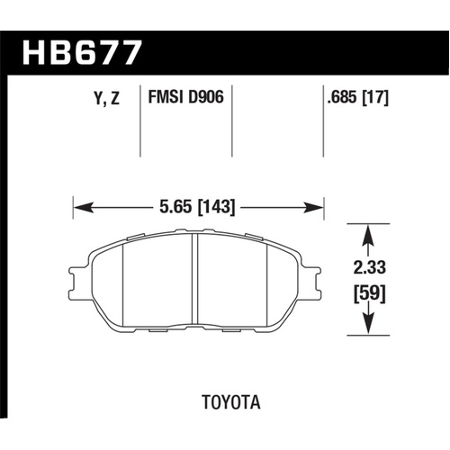 Hawk 02-03 Lexus ES300/04-06  ES 330 / 05-11 for Toyota Tacoma X-Runner LTS Street Front Brake Pads (HB677Y.685)