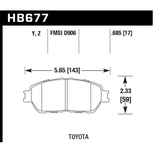 Hawk Lexus 02-03/04-06 ES300/330 for Toyota 98-12 Tacoma/Adynl Models Street Perf Ceramic Ft Brake Pads (HB677Z.685)