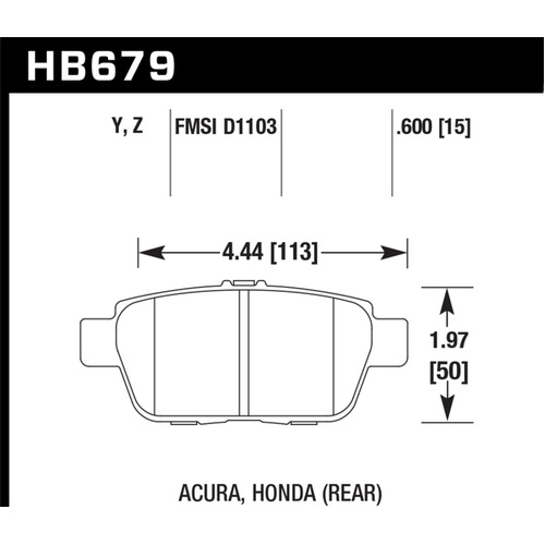 Hawk 09-14 Acura TL / 06-14 for Honda Ridgeline 3.5L V6 LTS Rear Brake Pads (HB679Y.600)