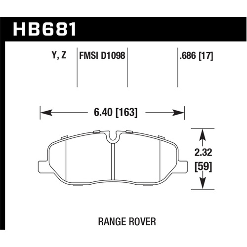 Hawk 05-09 Range Rover LR3 D1098 Performance Ceramic Street Front Brake Pads (HB681Z.686)