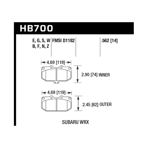 Hawk 06-07 Subaru WRX Blue 9012 Front Race Pads